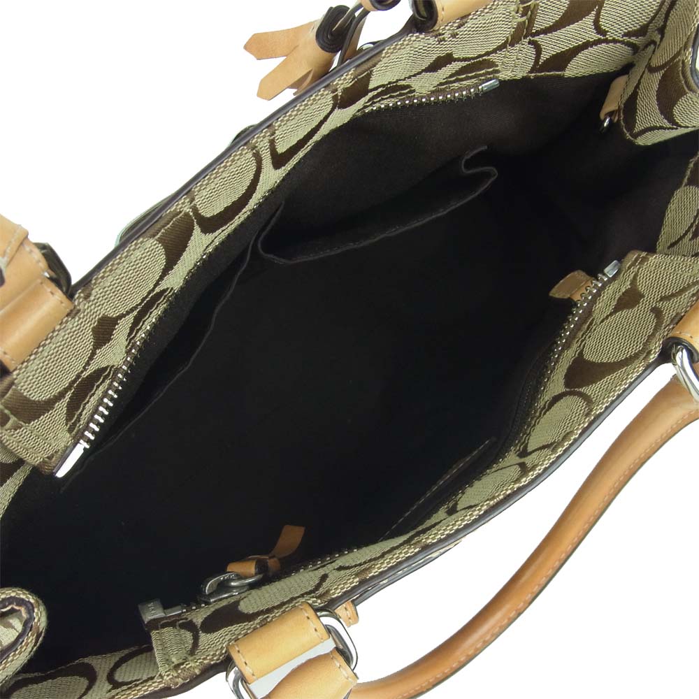 COACH コーチ 8K06 ハンプトンズ キャリオール シグネチャー ハンド バッグ ブラウン系 ベージュ系【中古】