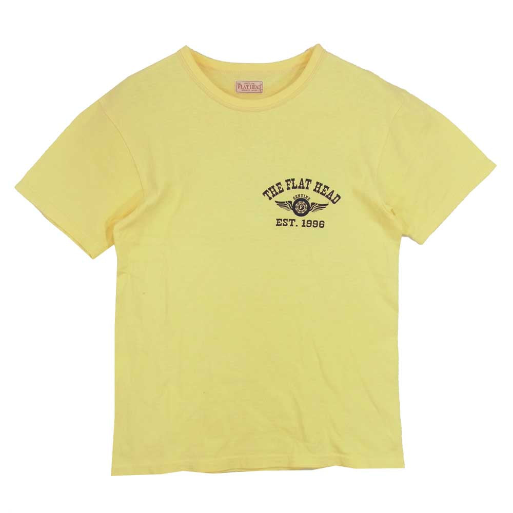 THE FLAT HEAD ザフラットヘッド プリント ショートスリーブ 半袖 Tシャツ イエロー系 S【中古】