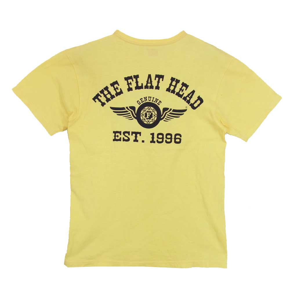 THE FLAT HEAD ザフラットヘッド プリント ショートスリーブ 半袖 Tシャツ イエロー系 S【中古】