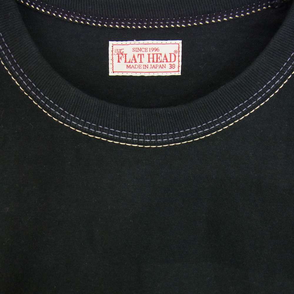 THE FLAT HEAD ザフラットヘッド プリント ロングスリーブ 長袖 Tシャツ カットソー ブラック系 38【中古】