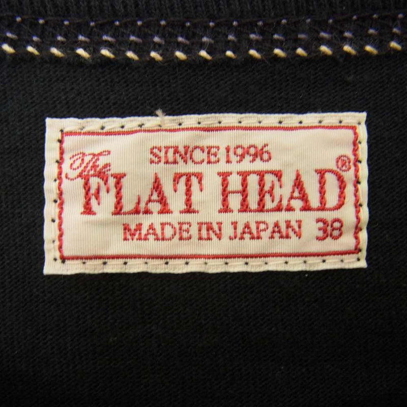 THE FLAT HEAD ザフラットヘッド プリント ロングスリーブ 長袖 Tシャツ カットソー ブラック系 38【中古】