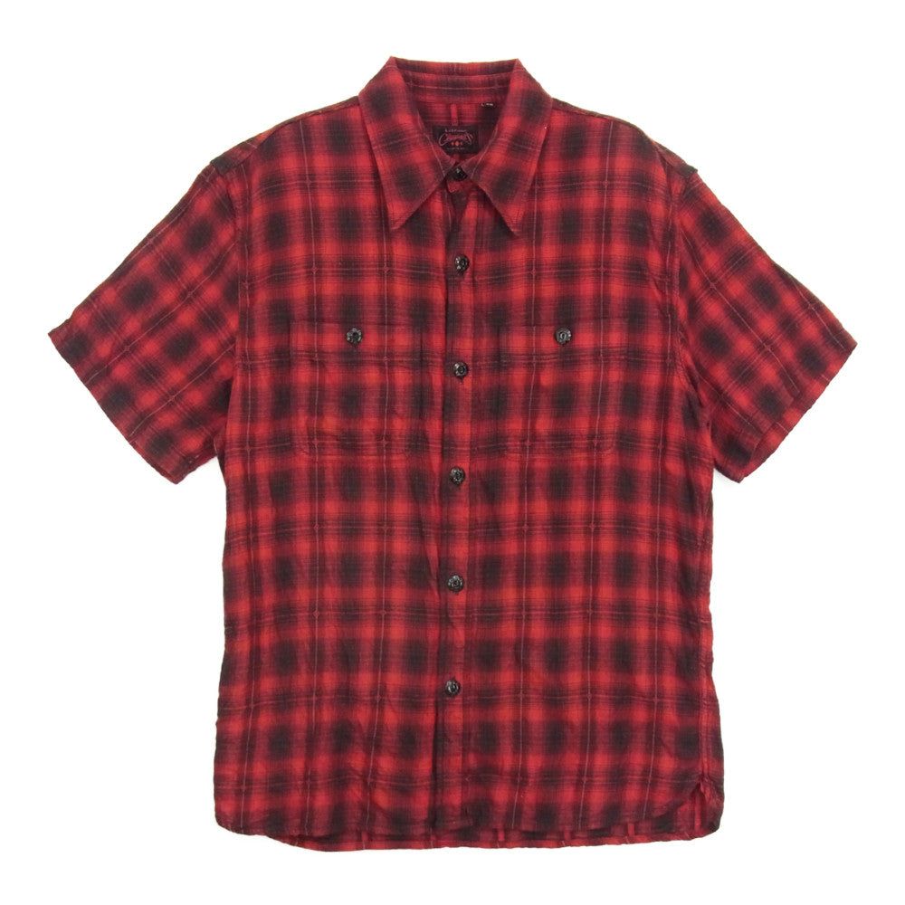 R.J.B アールジェイビー Clippers クリッパーズ チェック 半袖 シャツ レッド系 38【中古】