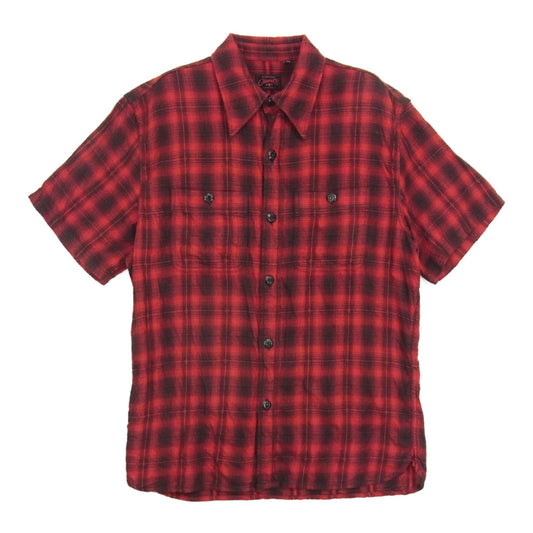 R.J.B アールジェイビー Clippers クリッパーズ チェック 半袖 シャツ レッド系 38【中古】