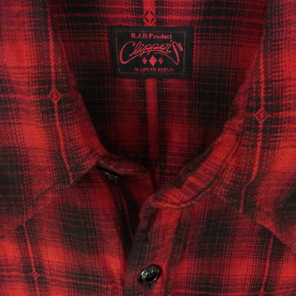 R.J.B アールジェイビー Clippers クリッパーズ チェック 半袖 シャツ レッド系 38【中古】