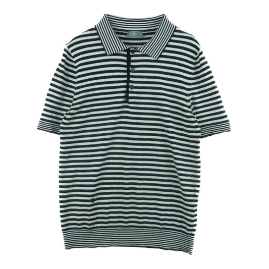 DIOR HOMME ディオールオム クリスヴァンアッシュ期 18SS 833M845KT682 BEE ビー 刺繍 ウール ニット ポロシャツ ブラック系 ホワイト系 M【中古】