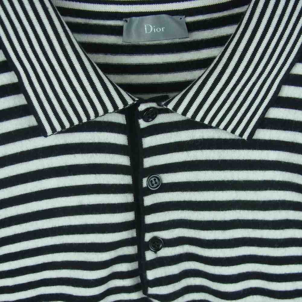 DIOR HOMME ディオールオム クリスヴァンアッシュ期 18SS 833M845KT682 BEE ビー 刺繍 ウール ニット ポロシャツ ブラック系 ホワイト系 M【中古】