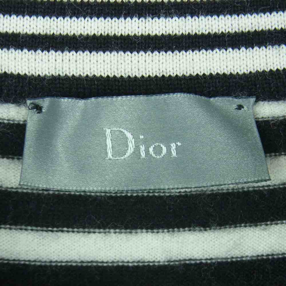 DIOR HOMME ディオールオム クリスヴァンアッシュ期 18SS 833M845KT682 BEE ビー 刺繍 ウール ニット ポロシャツ ブラック系 ホワイト系 M【中古】