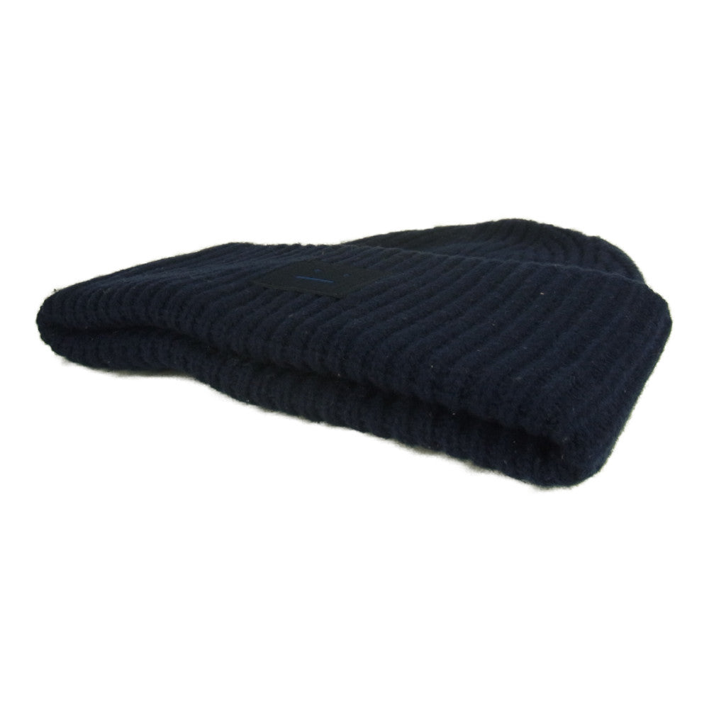 ACNE STUDIOS アクネストゥディオズ 国内正規品 フェイス パッチ ニット キャップ ネイビー系 F【中古】