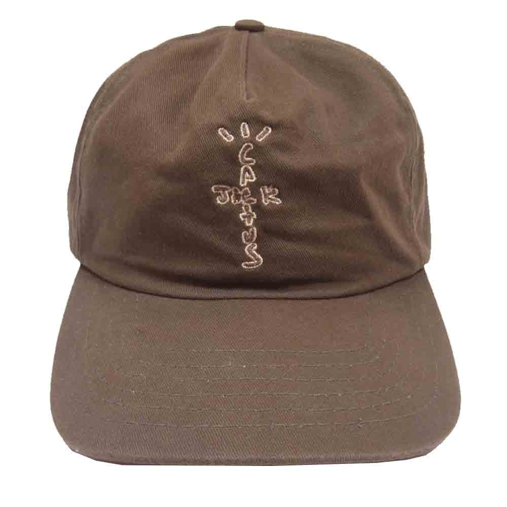 トラヴィス スコット CACTUS JACK HIGHEST IN THE 1200M HAT カクタスジャック ロゴ 刺繍 キャップ ブラウン系【中古】