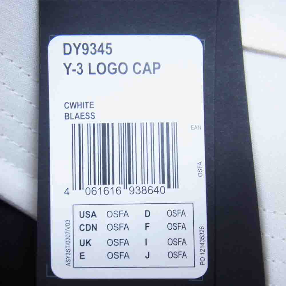 Yohji Yamamoto ヨウジヤマモト Y-3 ワイスリー DY9345 LOGO CAP ロゴ キャップ ホワイト系【新古品】【未使用】【中古】