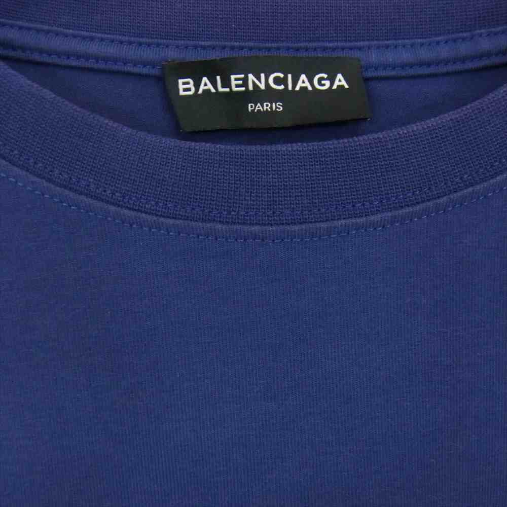BALENCIAGA バレンシアガ 17AW 486032 TWK29 キャンペーン ロゴ プリント Tシャツ ネイビー系 XL【中古】