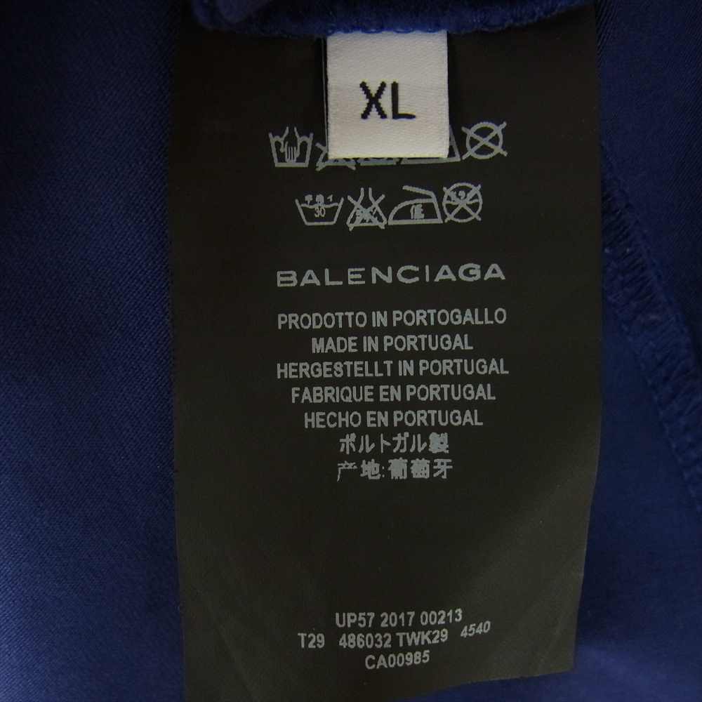 BALENCIAGA バレンシアガ 17AW 486032 TWK29 キャンペーン ロゴ プリント Tシャツ ネイビー系 XL【中古】