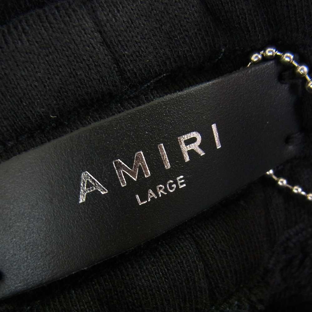 アミリ 150712 ダメージ加工 蛇腹 レザーパッチ バイカー スウェット パンツ ブラック系 L【中古】