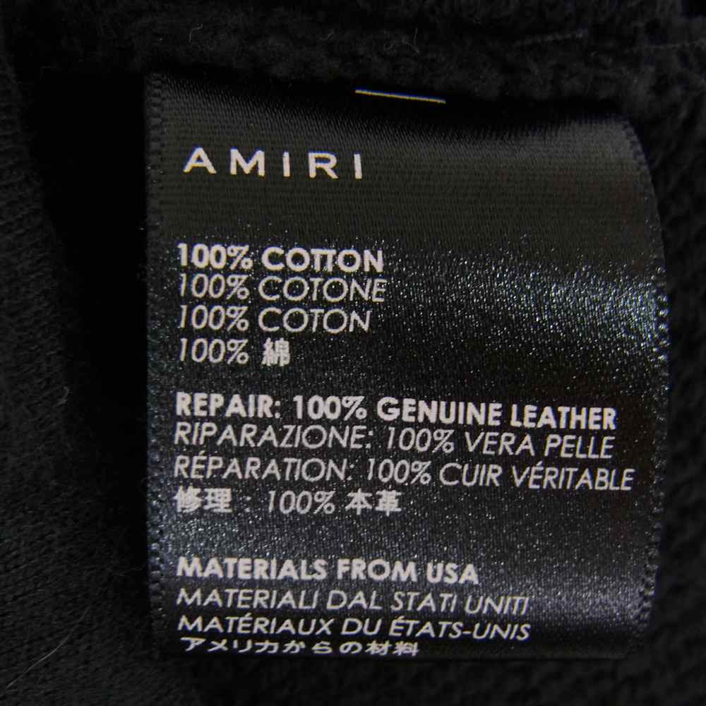 アミリ 150712 ダメージ加工 蛇腹 レザーパッチ バイカー スウェット パンツ ブラック系 L【中古】