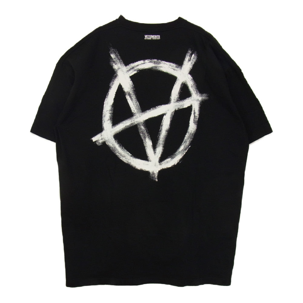 VETEMENTS ヴェトモン UAH20TR923 アナーキー プリント オーバー Tシャツ ブラック系 XL【中古】