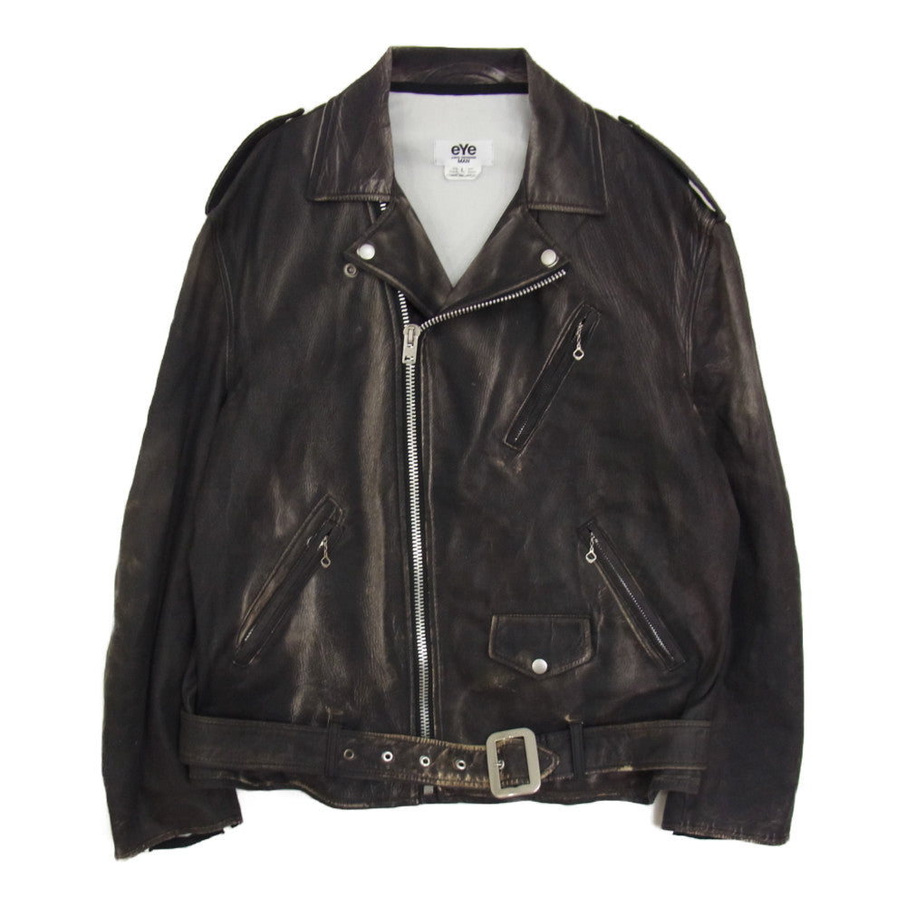 JUNYA WATANABE COMME des GARCONS ジュンヤワタナベコムデギャルソン eye × BERBERJIN ベルベルジン 22SS WI-J908 転写 ダブル ライダース ジャケット ブラック系 L【美品】【中古】