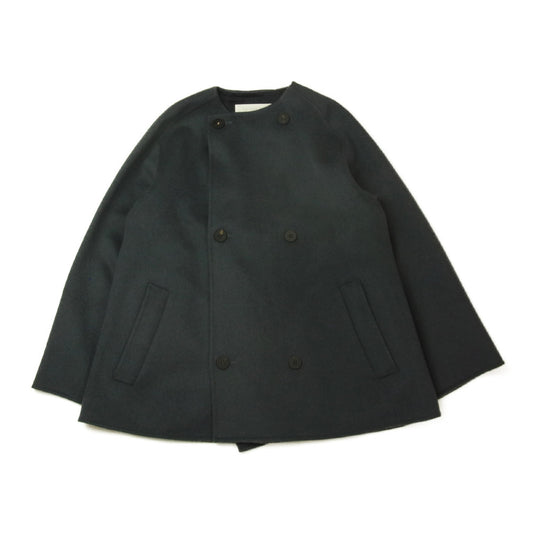 ギャルリーヴィー 23-08-04-08103 ウール ダブルフェイス ショート ノーカラー コート グレー系 36【極上美品】【中古】