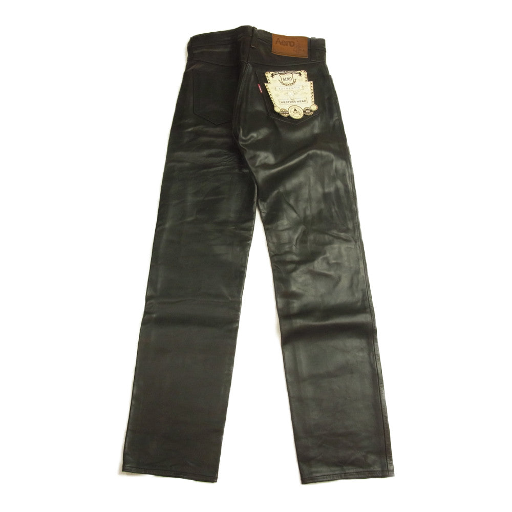 AERO LEATHER エアロレザー ホースハイド レザー ファイブポケット パンツ ブラック系 30【極上美品】【中古】