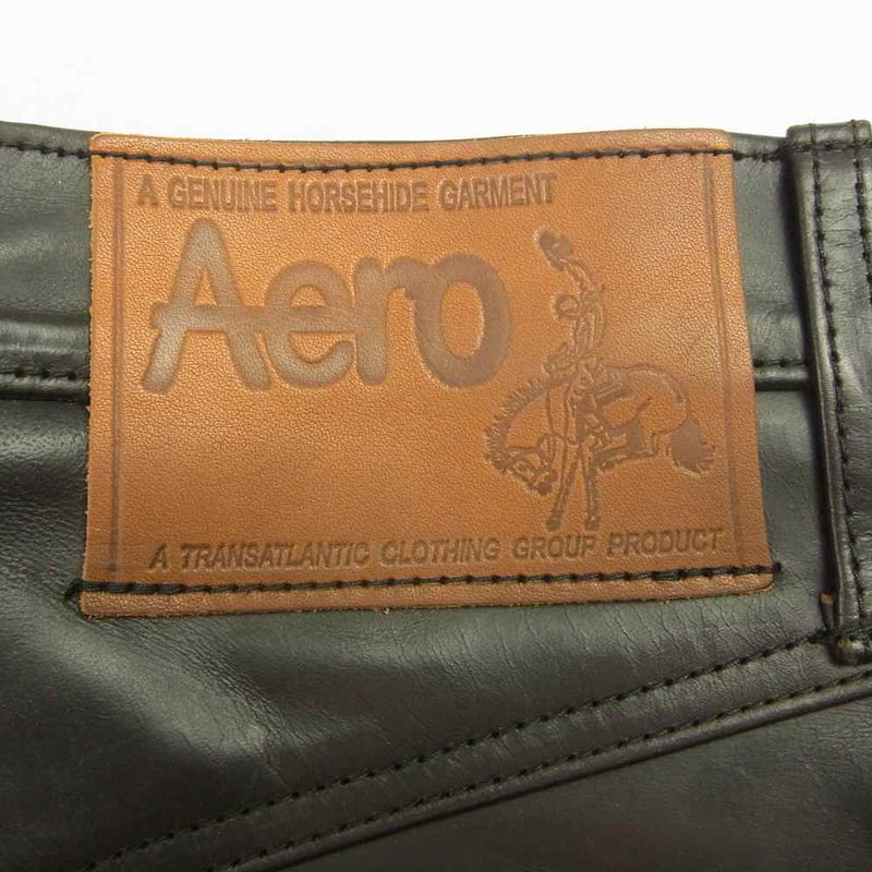 AERO LEATHER エアロレザー ホースハイド レザー ファイブポケット パンツ ブラック系 30【極上美品】【中古】