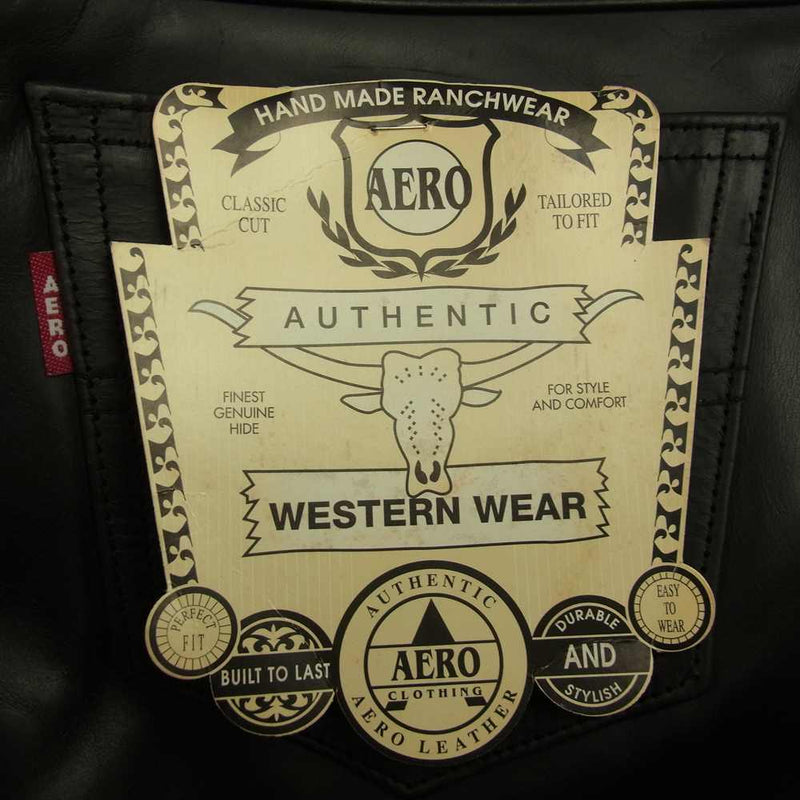 AERO LEATHER エアロレザー ホースハイド レザー ファイブポケット パンツ ブラック系 30【極上美品】【中古】