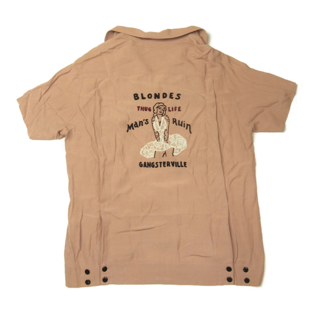 GANGSTERVILLE ギャングスタービル GSV-15-SS-19 Blondes S/S Shirts ブロンズ オープンカラー シャツ ピンクベージュ系 S【中古】