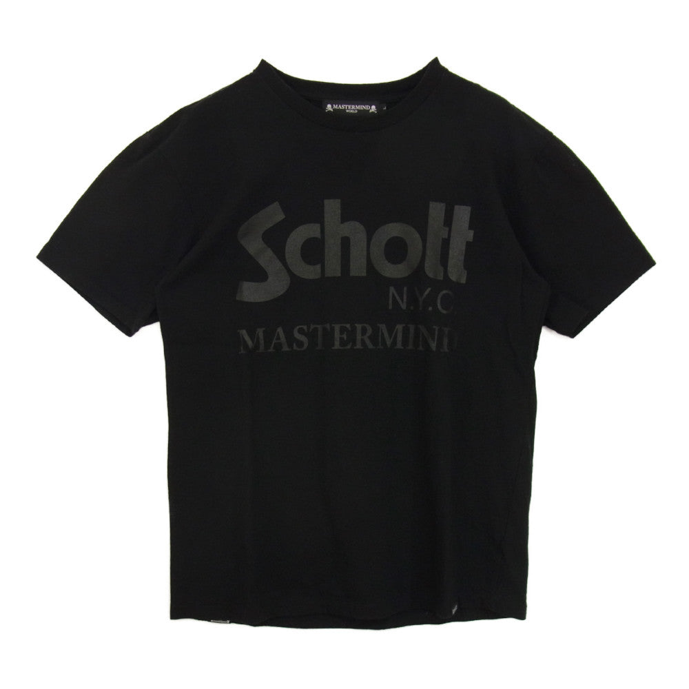 mastermind JAPAN マスターマインドジャパン Schott 3193130 ショット クルーネック ロゴ Tシャツ ブラック系 L【中古】