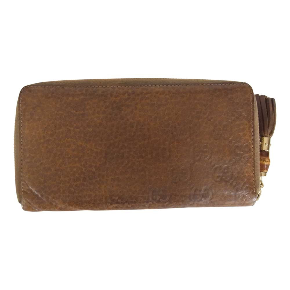 GUCCI グッチ 224253 バンブー タッセル ラウンド ジップ ロング ウォレット ブラウン系【中古】