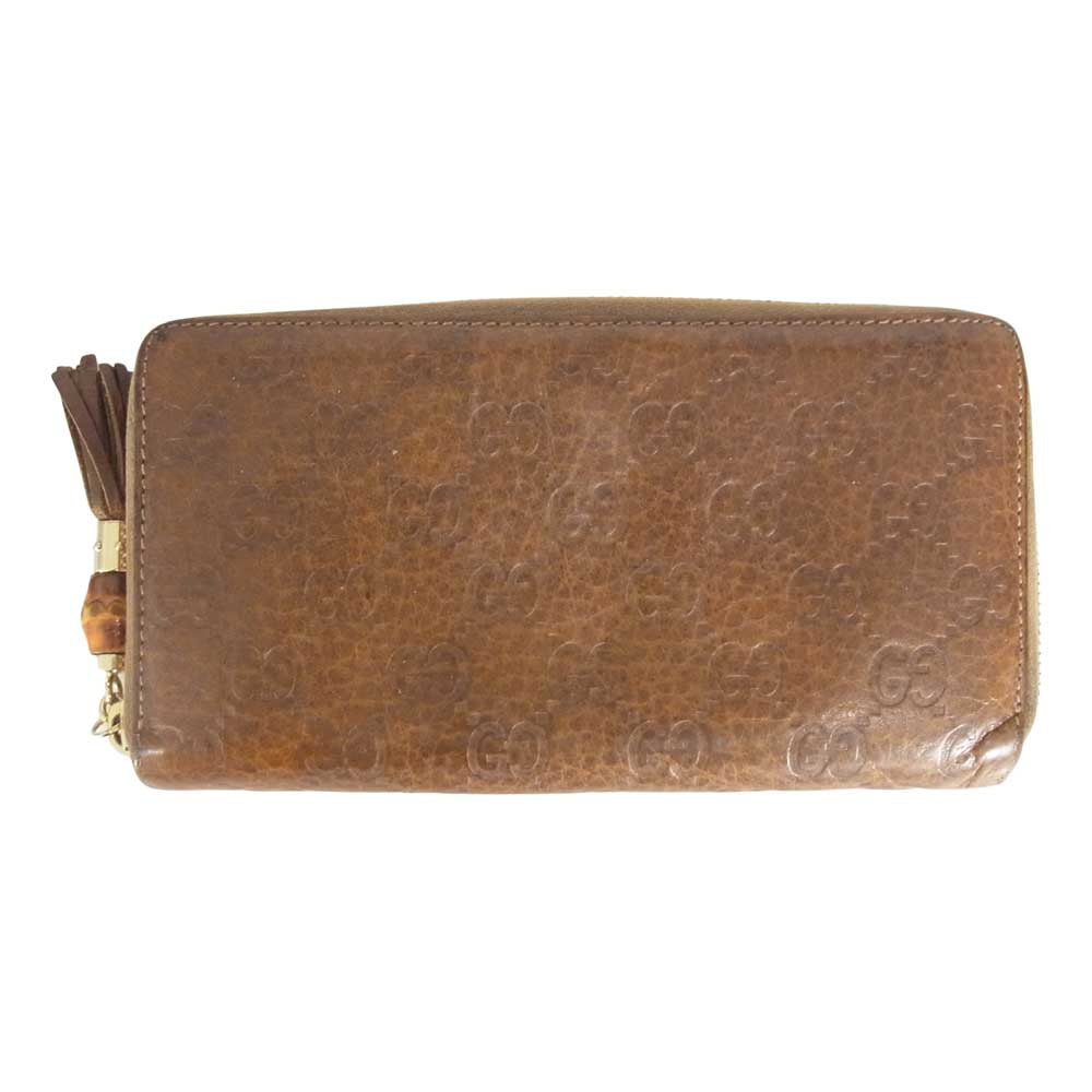 GUCCI グッチ 224253 バンブー タッセル ラウンド ジップ ロング ウォレット ブラウン系【中古】