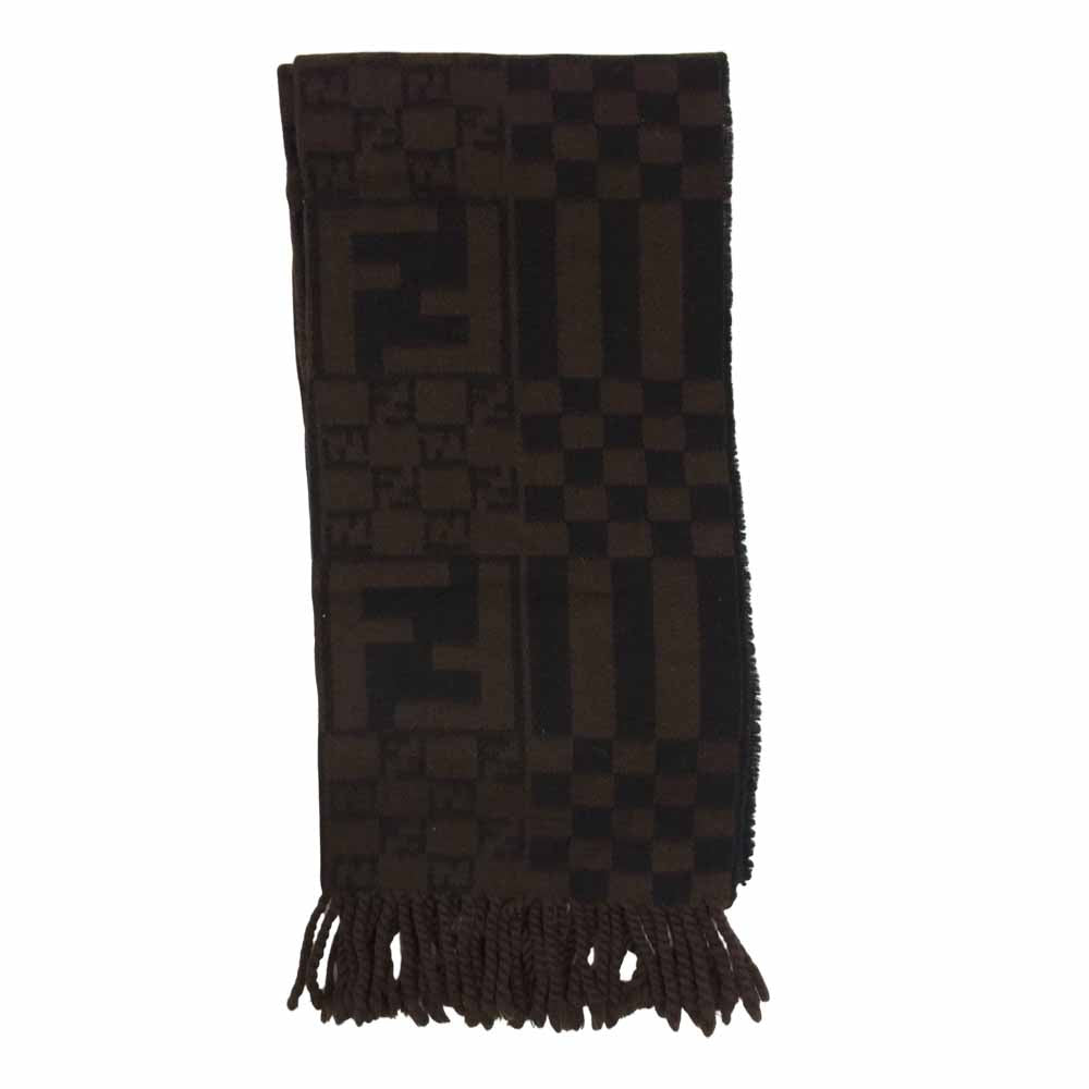 FENDI フェンディ ズッカ柄 ウールマフラー  ブラウン系【中古】