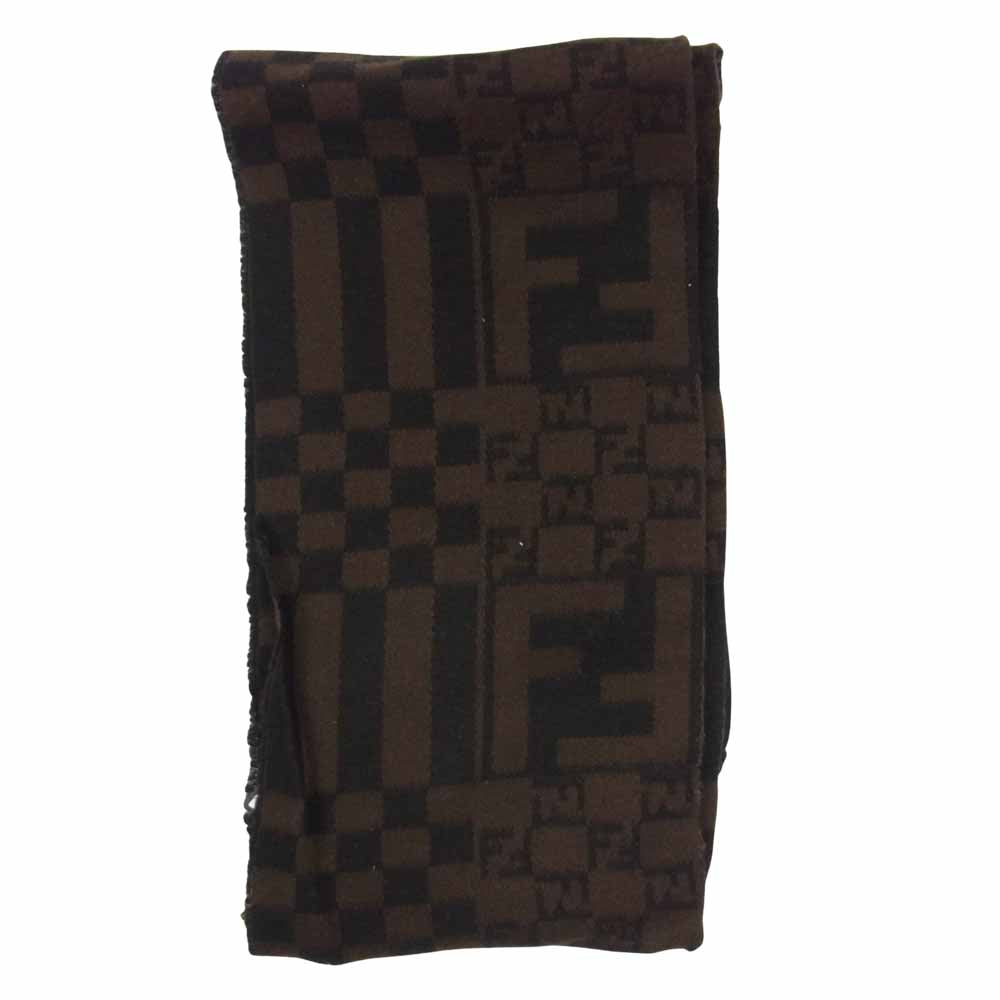 FENDI フェンディ ズッカ柄 ウールマフラー  ブラウン系【中古】