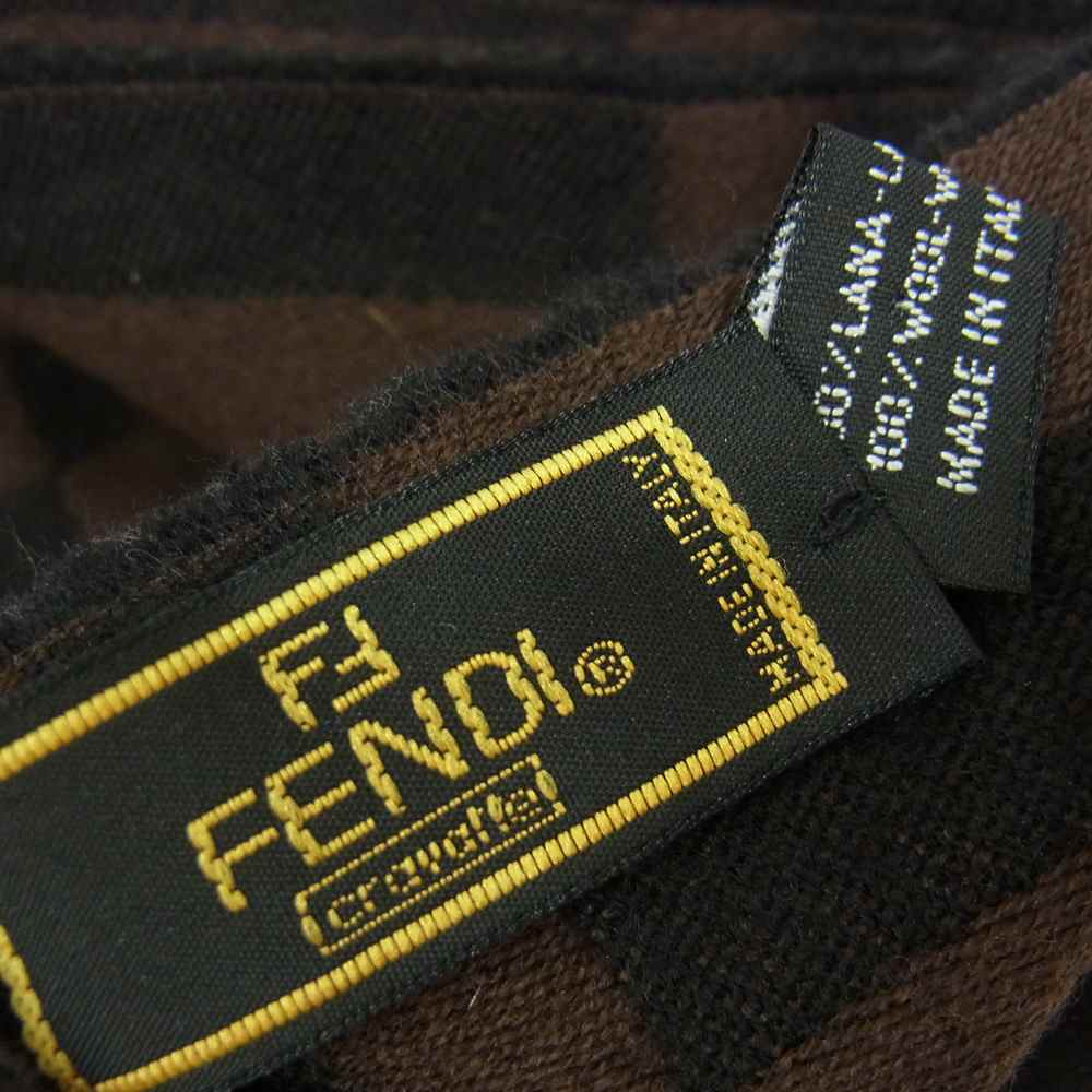 FENDI フェンディ ズッカ柄 ウールマフラー  ブラウン系【中古】