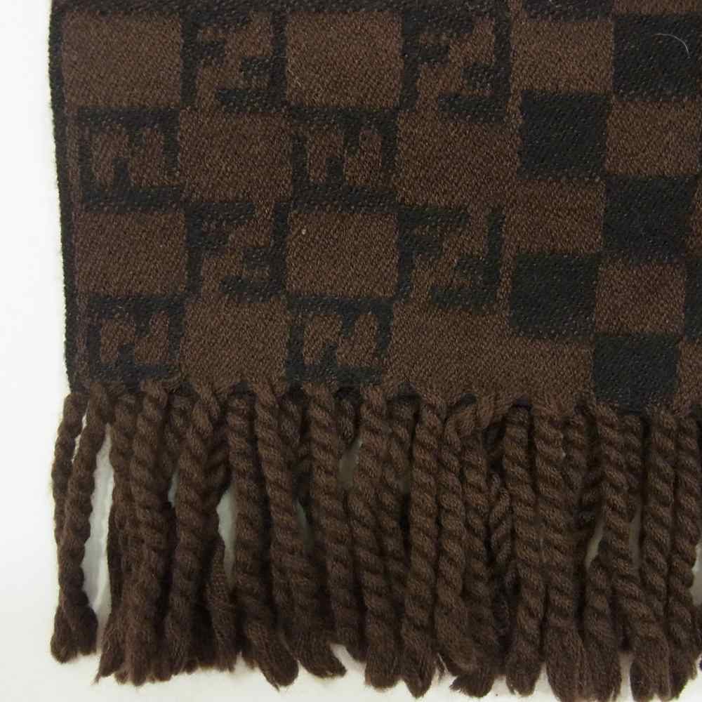 FENDI フェンディ ズッカ柄 ウールマフラー  ブラウン系【中古】