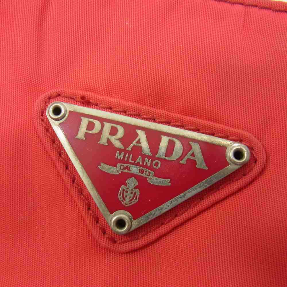PRADA プラダ ナイロン ロゴプレート ハンド バッグ レッド系【中古】