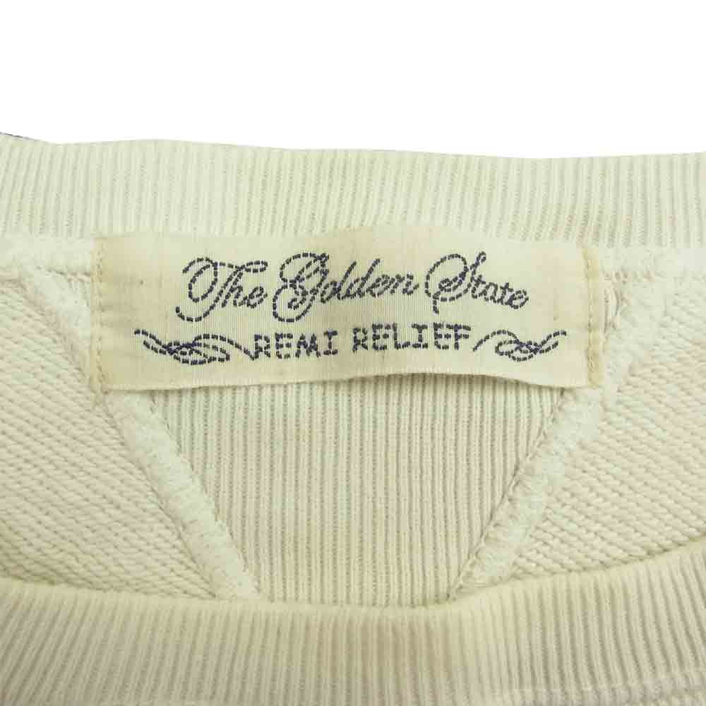 REMI RELIEF レミレリーフ BEAMS ビームス 別注 ヴィンテージ加工 クルーネック スウェット ホワイト系 L【中古】