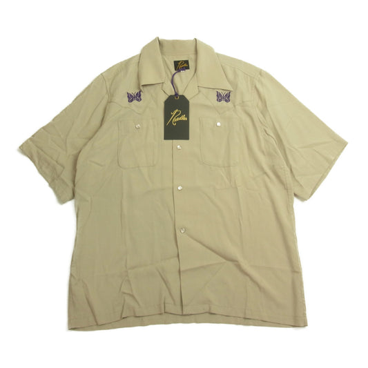 Needles ニードルス KP186 22SS S/S COWBOY ONE UP SHIRT カウボーイ ワンナップ 半袖 オープンカラーシャツ グレー系 S【中古】