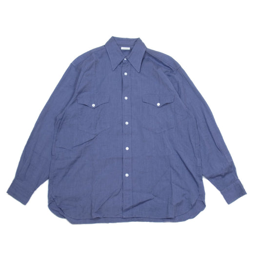 COMOLI コモリ 21AW U03-02005 ヨリ杢 ワーク シャツ ネイビー系 1【中古】