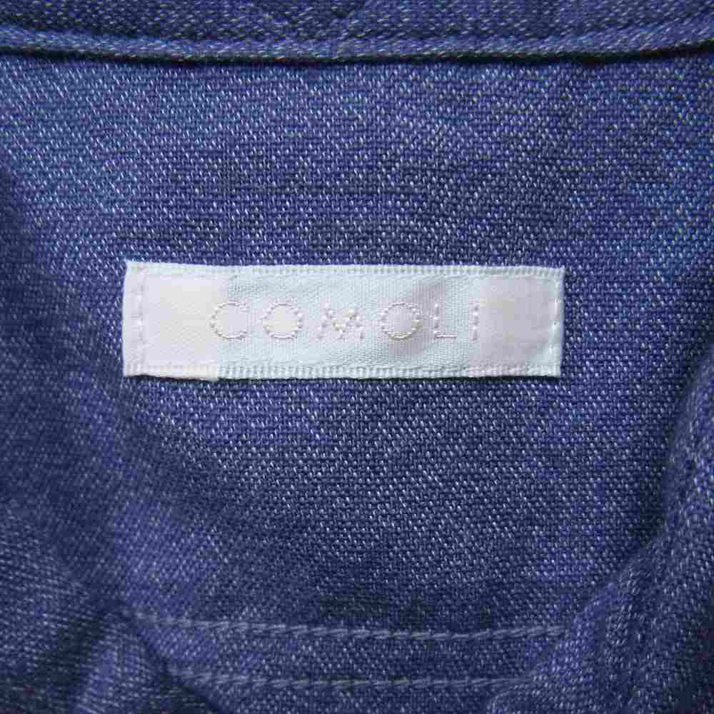 COMOLI コモリ 21AW U03-02005 ヨリ杢 ワーク シャツ ネイビー系 1【中古】