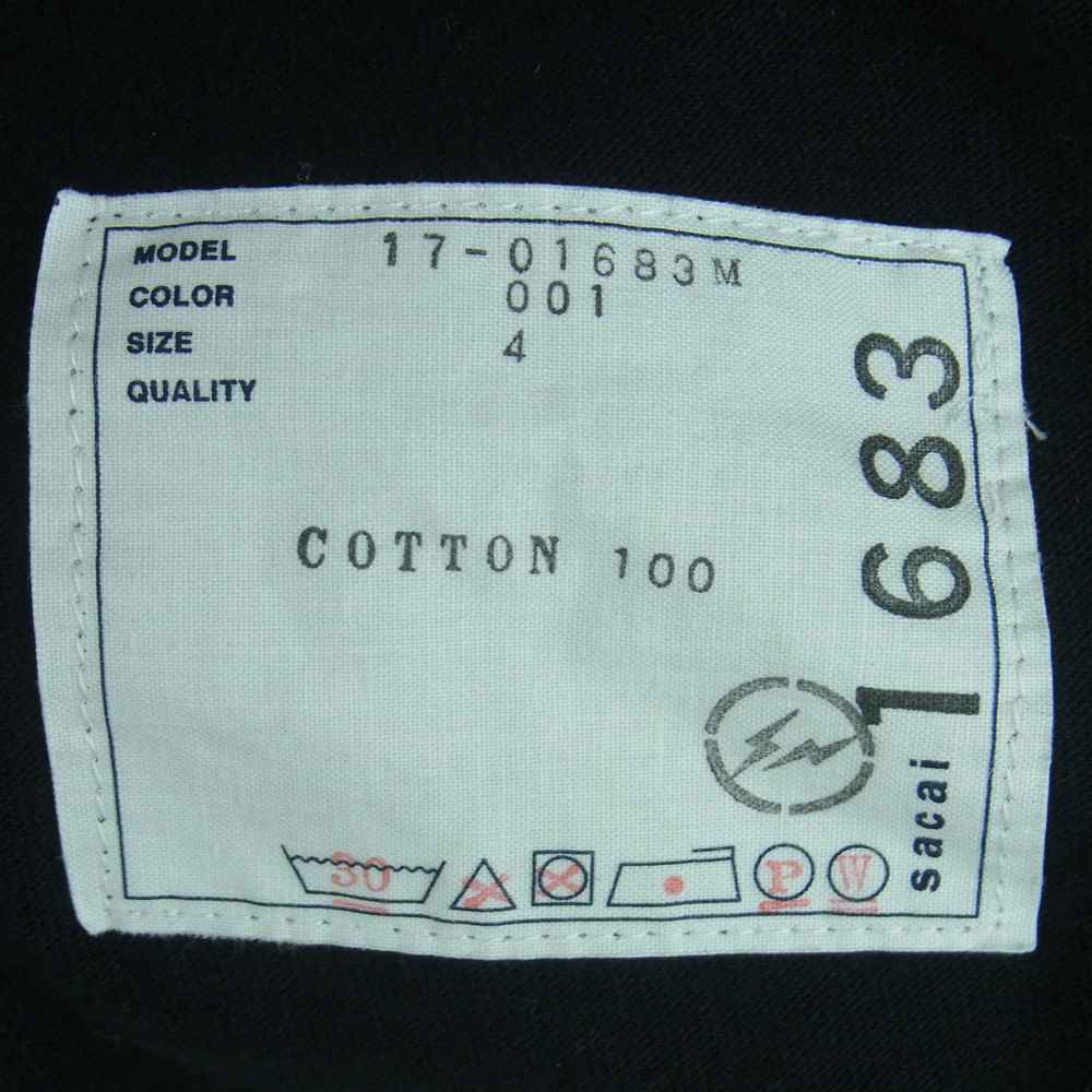 Sacai サカイ 17AW 17-01683M Fragment Design フラグメント デザイン 19:06 半袖 Tシャツ ブラック系 4【中古】