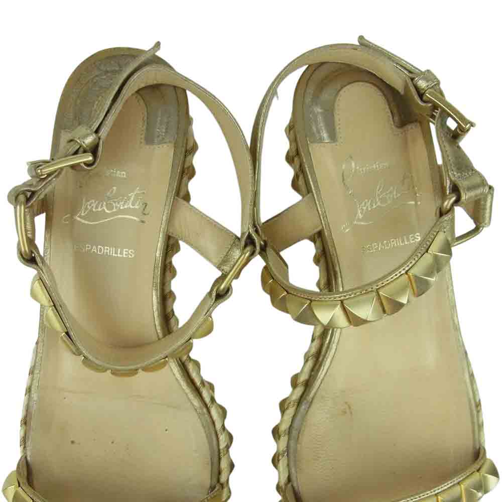 Christian Louboutin クリスチャンルブタン CATACLOU 60 CALF カタクロウ スタッズ エスパドリーユ サンダル ゴールド系 35【中古】