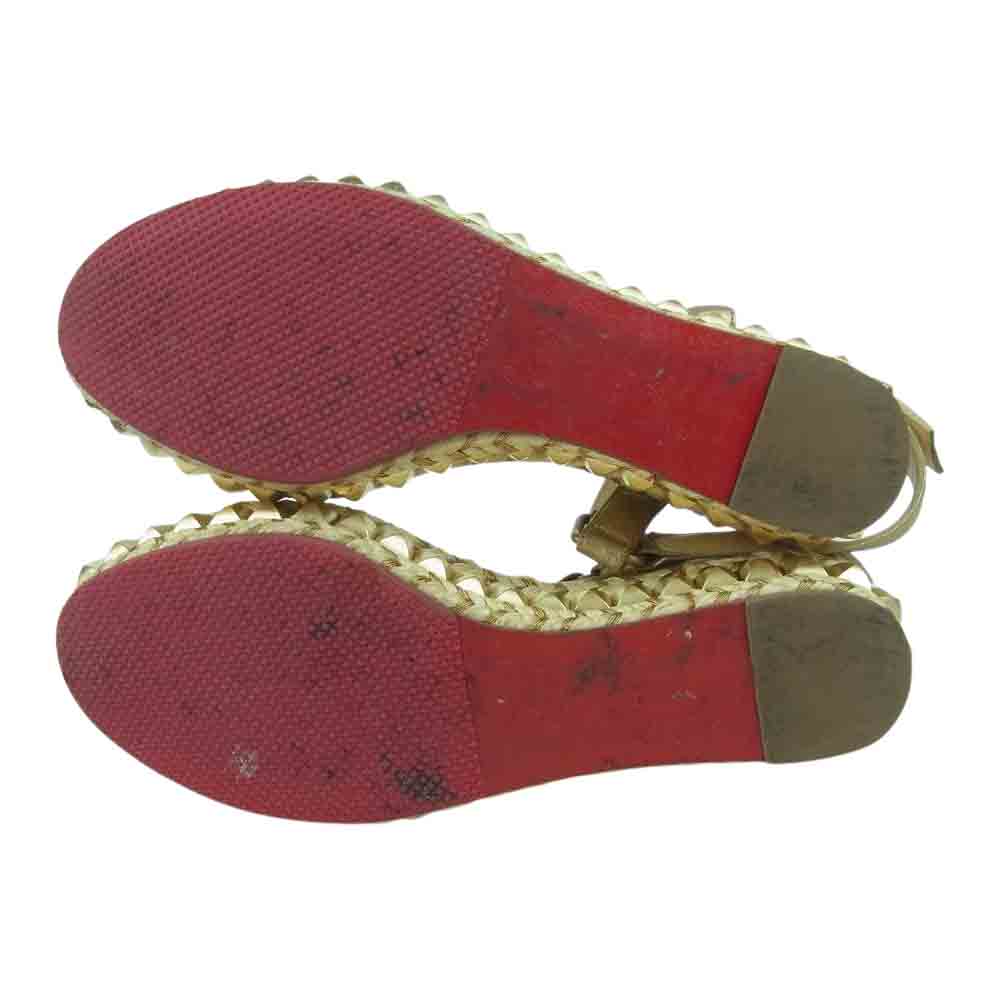 Christian Louboutin クリスチャンルブタン CATACLOU 60 CALF カタクロウ スタッズ エスパドリーユ サンダル ゴールド系 35【中古】