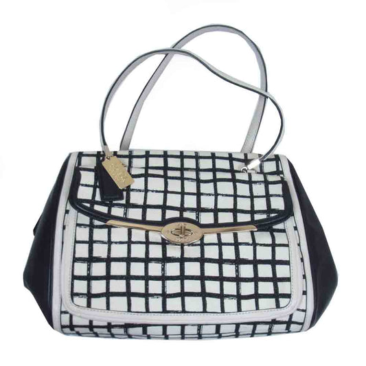 COACH コーチ 28082 MADISON GRAPHIC PRINT マディソン グラフィック プリント バッグ 白黒系【中古】