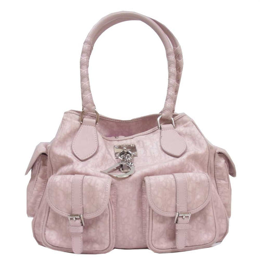 Christian Dior クリスチャンディオール トロッター柄 ラブリー ハンド バッグ ピンク系【中古】