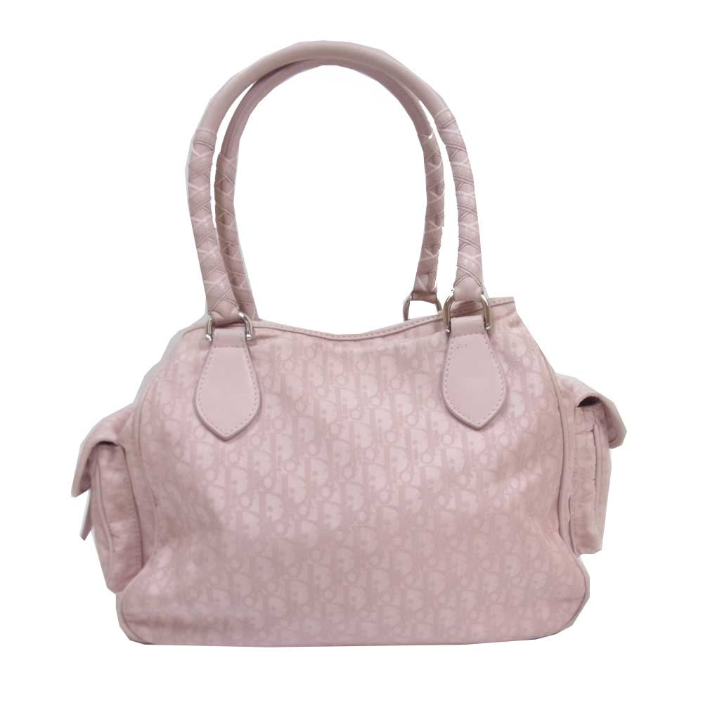 Christian Dior クリスチャンディオール トロッター柄 ラブリー ハンド バッグ ピンク系【中古】