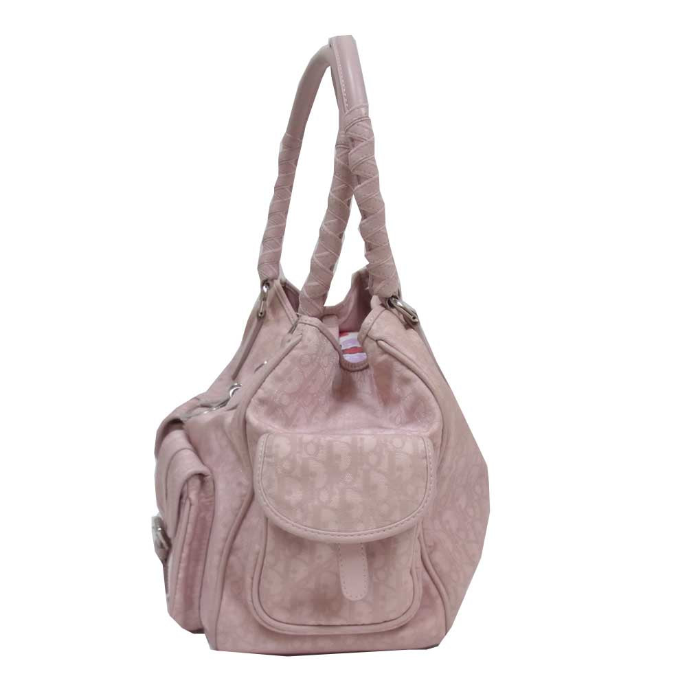 Christian Dior クリスチャンディオール トロッター柄 ラブリー ハンド バッグ ピンク系【中古】