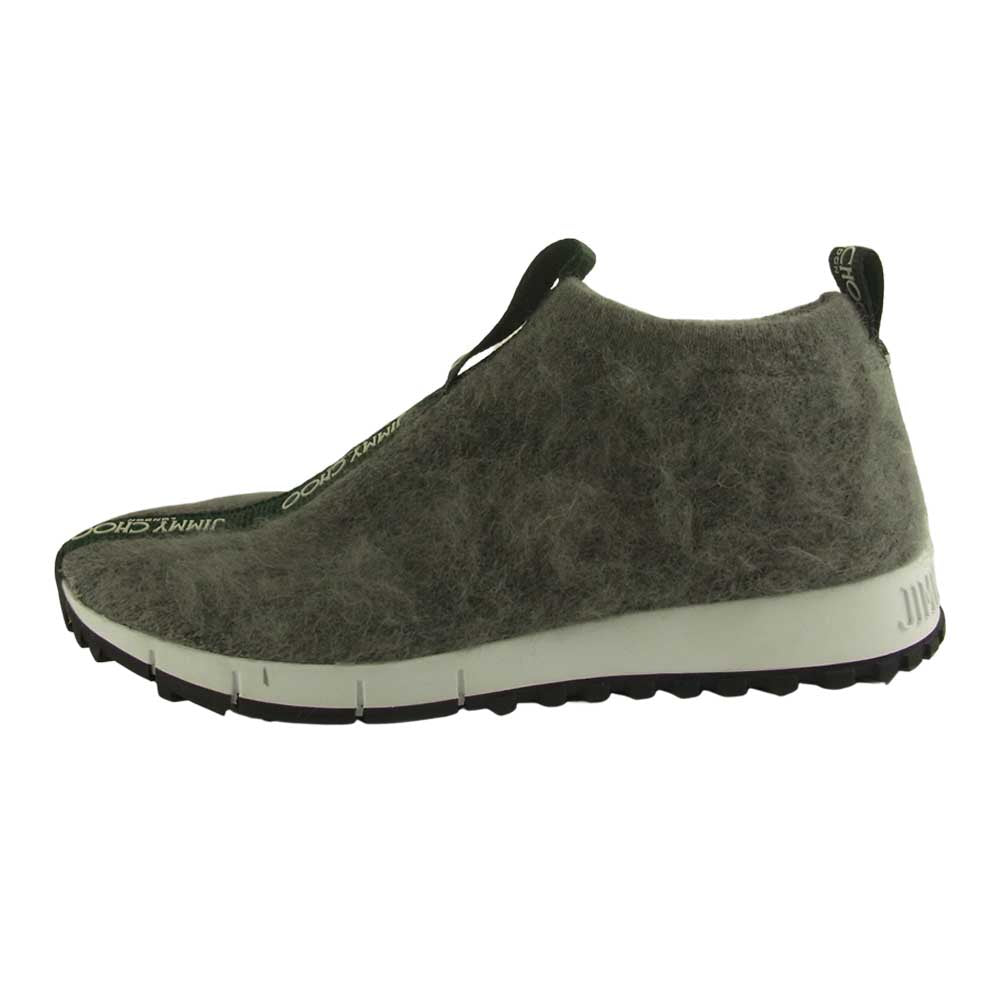 JIMMY CHOO ジミーチュウ ロゴテープ ニット スニーカー グレー系 37【中古】