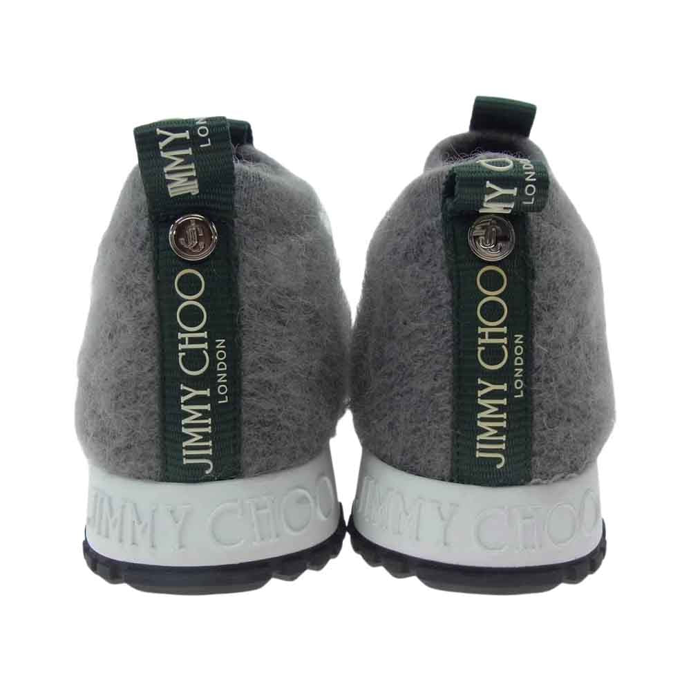 JIMMY CHOO ジミーチュウ ロゴテープ ニット スニーカー グレー系 37【中古】