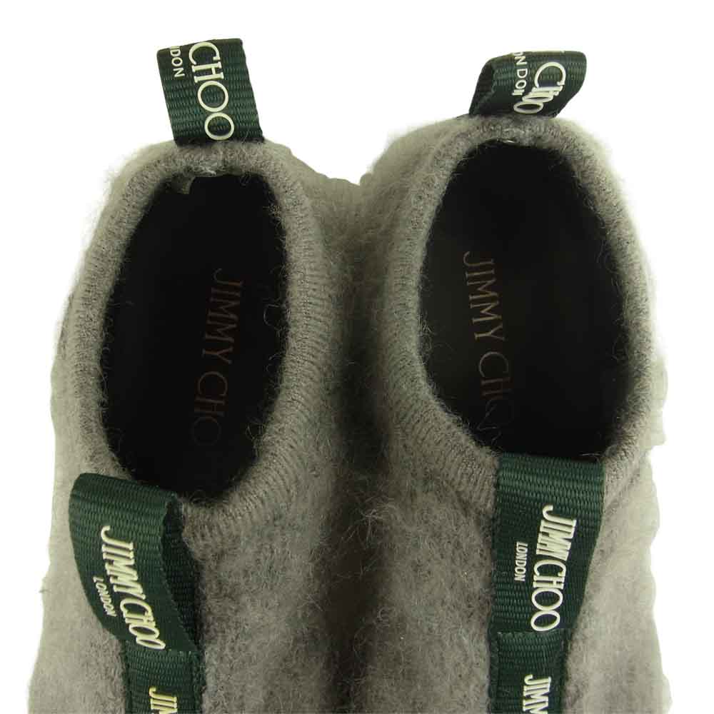 JIMMY CHOO ジミーチュウ ロゴテープ ニット スニーカー グレー系 37【中古】