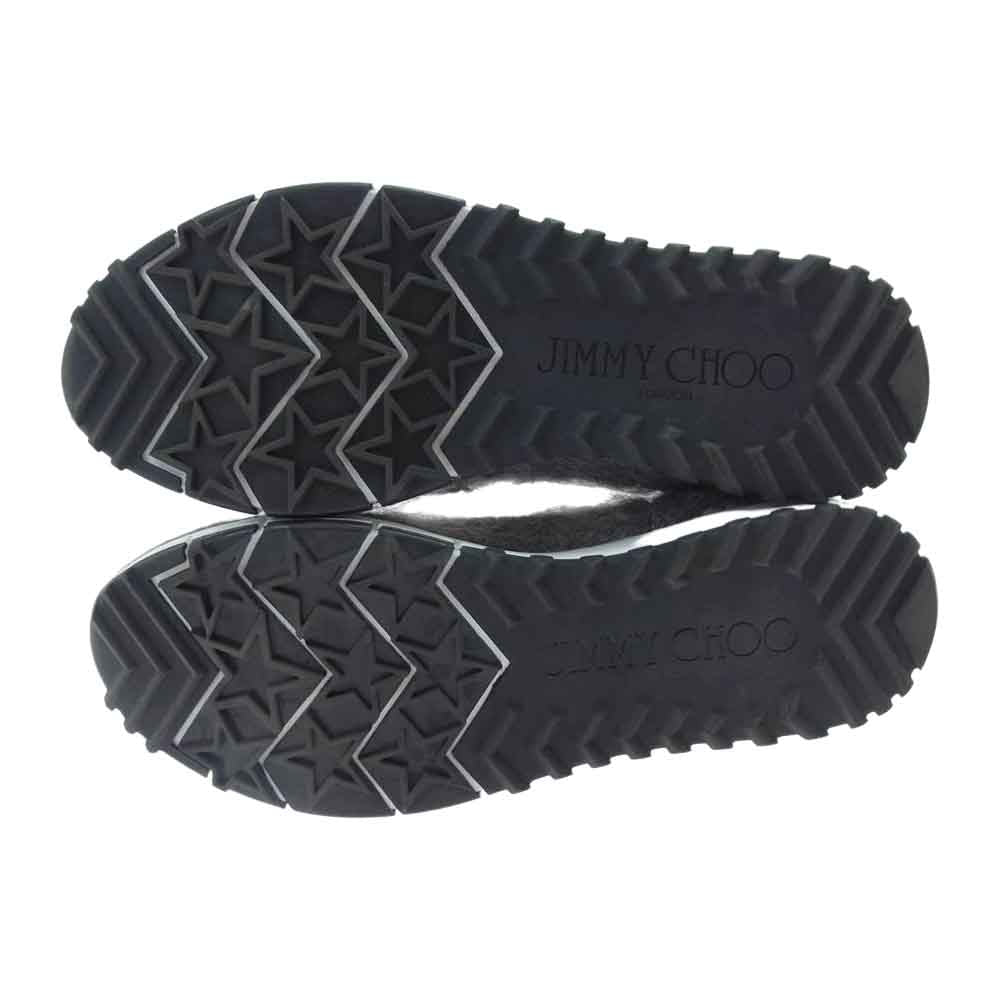 JIMMY CHOO ジミーチュウ ロゴテープ ニット スニーカー グレー系 37【中古】
