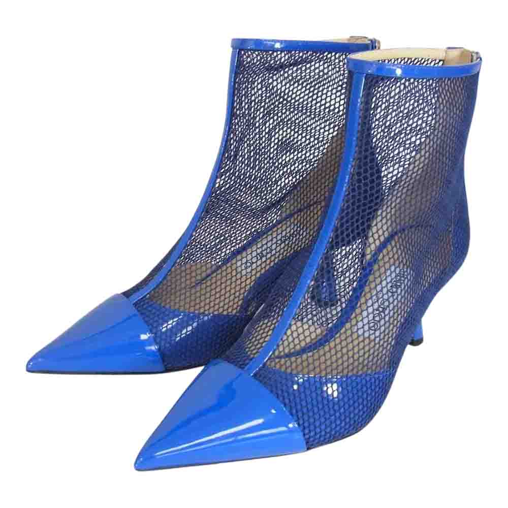 JIMMY CHOO ジミーチュウ KIX 65 TNX PATENT MESH ELECTRIC BLUE パテント メッシュ エレクトリック ブルー パンプス ブルー系 37【極上美品】【中古】