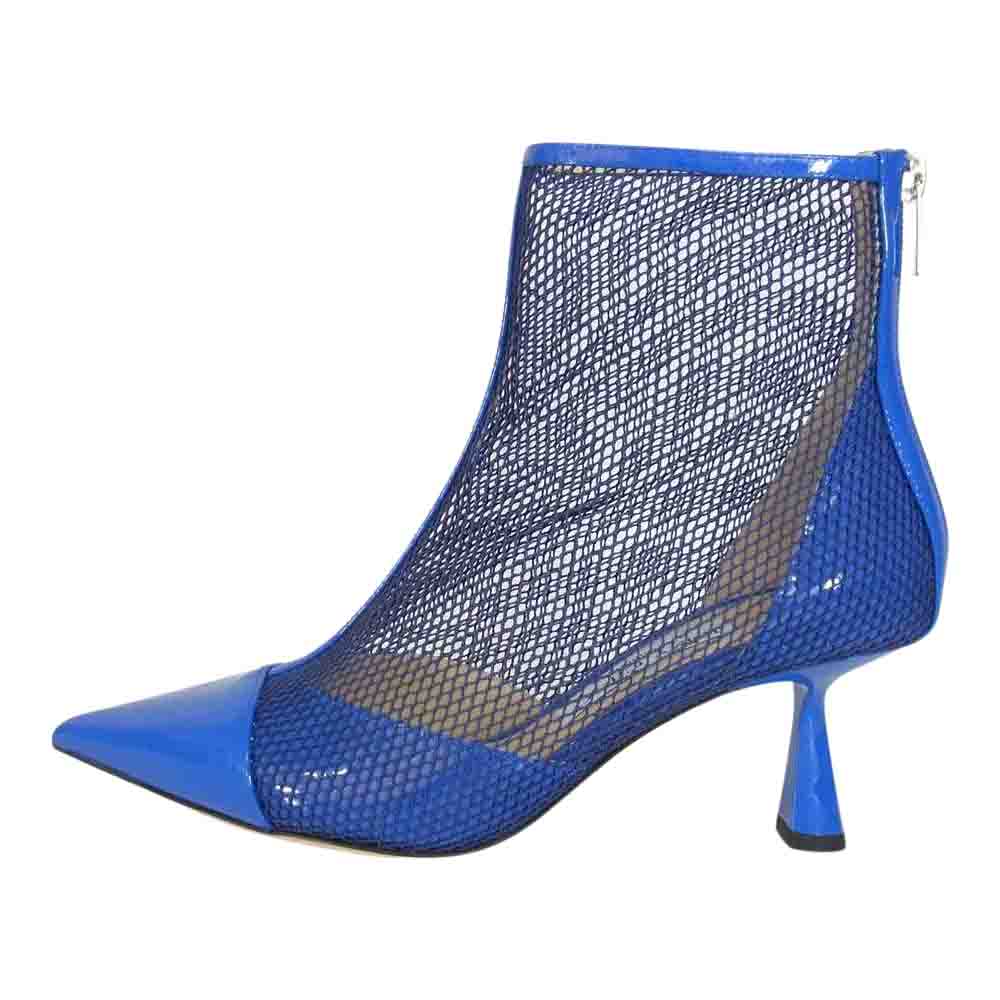 JIMMY CHOO ジミーチュウ KIX 65 TNX PATENT MESH ELECTRIC BLUE パテント メッシュ エレクトリック ブルー パンプス ブルー系 37【極上美品】【中古】